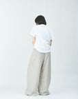 Woven striped pattern wide easy pants