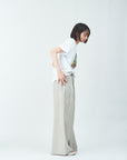 Woven striped pattern wide easy pants