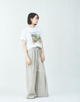 Woven striped pattern wide easy pants