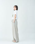 Woven striped pattern wide easy pants