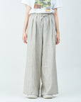 Woven striped pattern wide easy pants