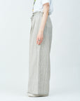 Woven striped pattern wide easy pants