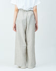 Woven striped pattern wide easy pants