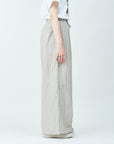 Woven striped pattern wide easy pants