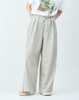 Woven striped pattern wide easy pants