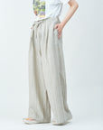 Woven striped pattern wide easy pants