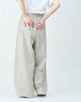 Woven striped pattern wide easy pants