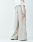 Woven striped pattern wide easy pants