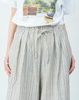 Woven striped pattern wide easy pants