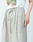 Woven striped pattern wide easy pants