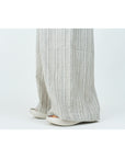 Woven striped pattern wide easy pants