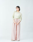 Woven striped pattern wide easy pants