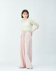 Woven striped pattern wide easy pants