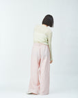 Woven striped pattern wide easy pants