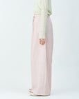 Woven striped pattern wide easy pants