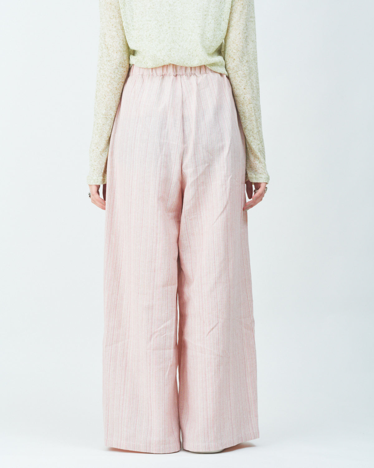 Woven striped pattern wide easy pants