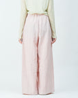 Woven striped pattern wide easy pants