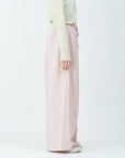 Woven striped pattern wide easy pants