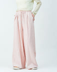 Woven striped pattern wide easy pants