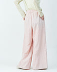 Woven striped pattern wide easy pants