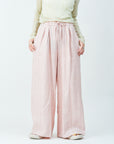 Woven striped pattern wide easy pants