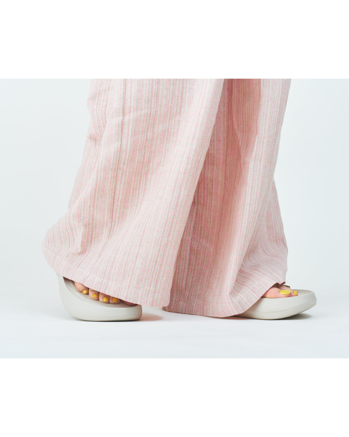 Woven striped pattern wide easy pants