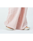 Woven striped pattern wide easy pants