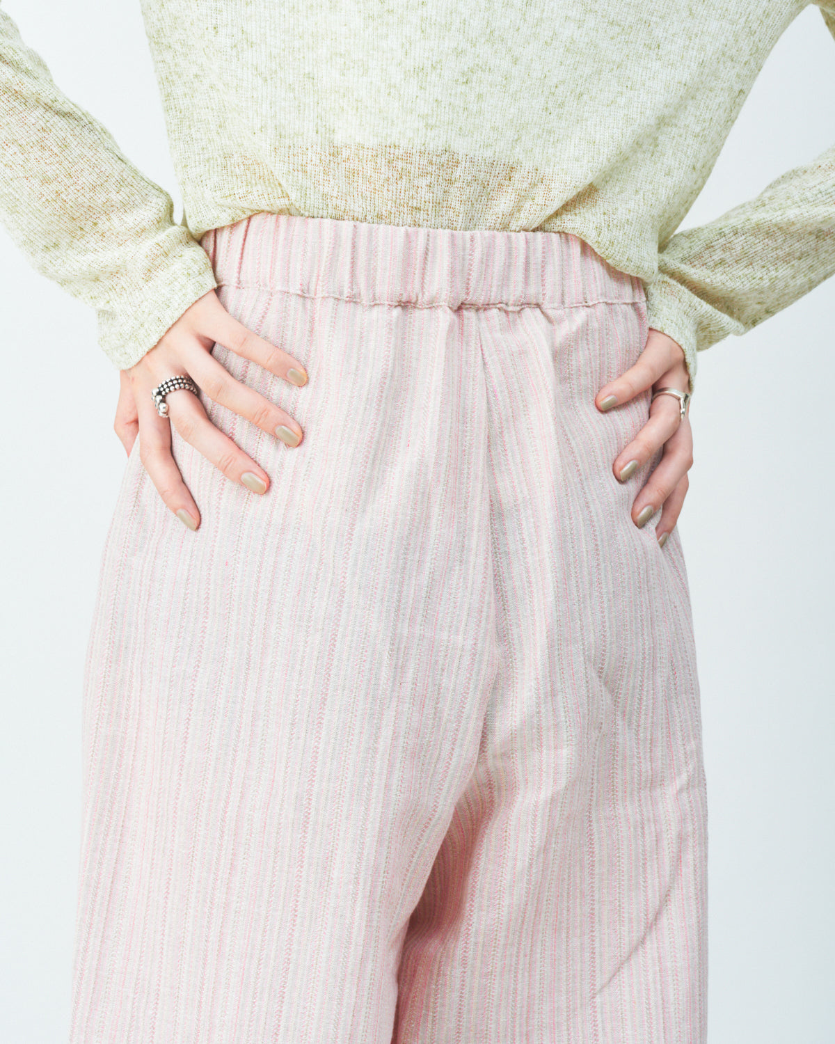 Woven striped pattern wide easy pants