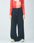 Volume wide denim pants