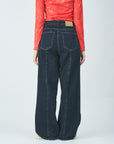 Volume wide denim pants