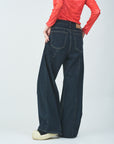 Volume wide denim pants