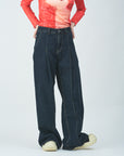 Volume wide denim pants