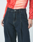 Volume wide denim pants