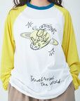 Yellow sleeves raglan T-shirts