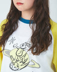 Yellow sleeves raglan T-shirts