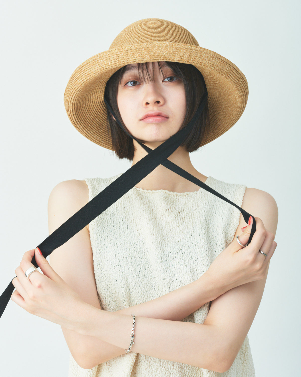 Ribbon straw hat